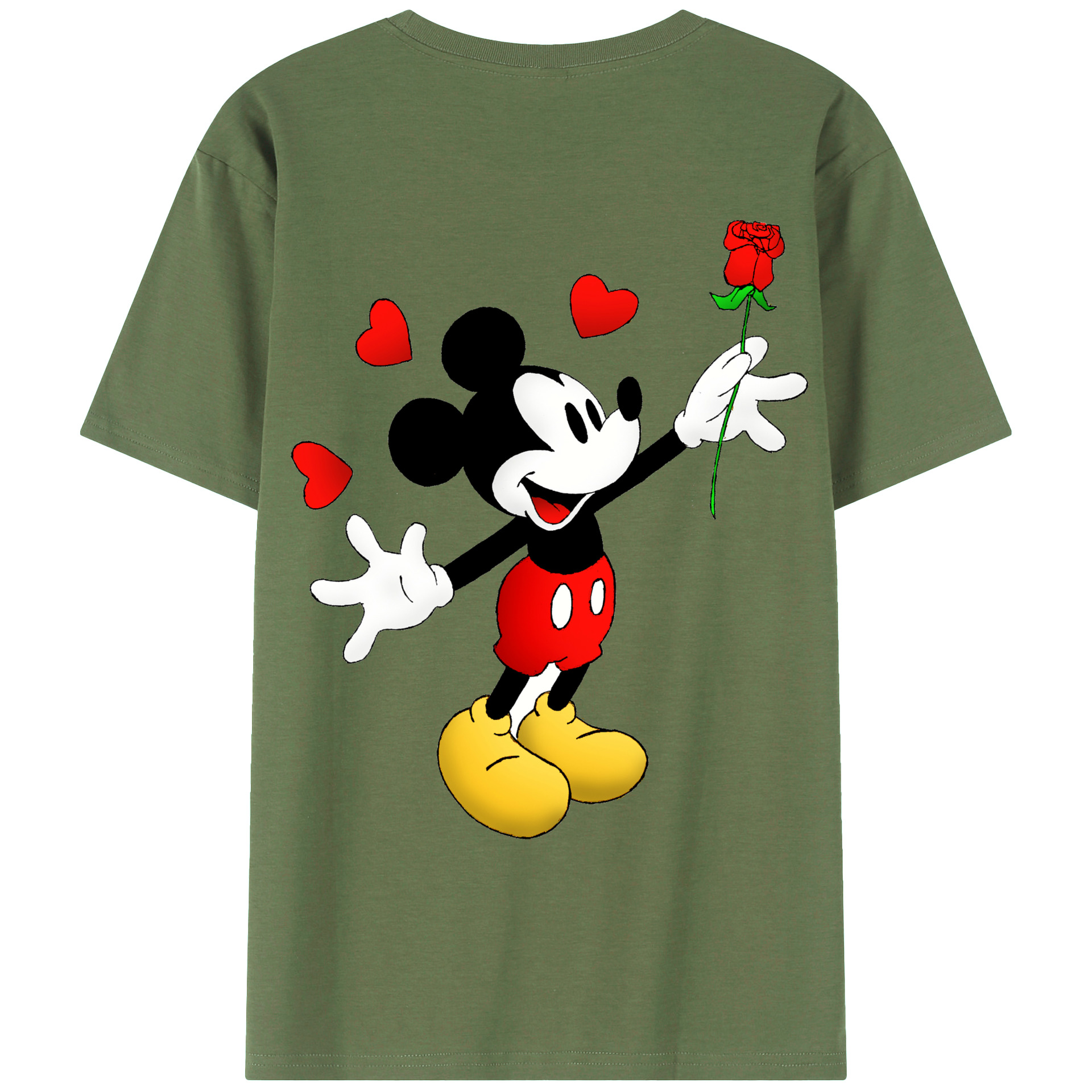 ミッキーマウス Mickey Mouse 綿100％ メンズ半袖Tシャツ（バックプリント） 通気性